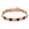 Pulsera Magnética Popular Transfronteriza Europea y Americana, Elegante Aleación de Trébol de Lujo Ligero Incrustada con Diamantes, Pulsera Magnética Antiestática de una Sola Fila