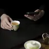 Taza de té de arcilla de jade Mingzhishan Zhi con abundantes vibras de primavera y diseños nublados, Taza de degustación con borde floral pintado a mano, Juego de té Kung Fu, Taza individual para uso doméstico