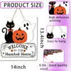 Abóbora Fantasma Gato Preto Placa de Madeira Decoração de Festa de Halloween Placa de Decoração de Parede de Madeira de Halloween Pendurado na Parede