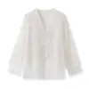 Abrigo de tencel fino bordado estilo nacional chino para mujer, elegante, de alta gama, ligero y de lujo, color liso, M4102