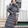 Chaqueta de Algodón Acolchada Tallas Grandes Europea y Americana para Mujer, Nuevo Estilo Coreano Invierno 2026 con Cuello de Piel, Abrigo Largo de Algodón Engrosado Ajustado