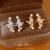 Pendientes de clip de estrella con incrustaciones de circonita para mujer sin perforaciones, pendientes de nicho únicos y elegantes, sensación de lujo ligero y alta gama, venta al por mayor