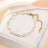 Novo design transfronteiriço em aço inoxidável, pulseira ajustável simples em fio plano em forma de coração, joia versátil em aço titânio banhado a vácuo em ouro 18K