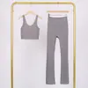Conjunto de Chaleco Lulu U y Pantalones Acampanados, Ajustado con Cuello Alto, Cremallera Dorada Elástica, Conjunto para Fitness Yoga
