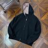 Cárdigan con Capucha Sudadera Holgada Estilo Coreano Simple Cuadros Bloques de Color Versátil Pareja Unisex Chaqueta de Otoño Moderna