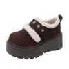 Otoño e Invierno Velcro Persona Pequeña Protección de Talón Suela Gruesa 2026 Moda Mula Versátil Zapatos de Algodón para Mujer Calientes Más Terciopelo Zapatos de Algodón