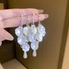Pendientes de Borla de Pétalo de Perla de Cristal de Imitación Incrustados de Diamantes Estilo Moda Francesa Pendientes de Gama Alta para Mujer