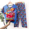 Pijama infantil menino verão fino primavera e outono terno ar condicionado terno calças de manga curta verão crianças menina roupa de casa