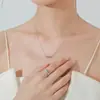 Conjunto de Collar y Anillo de Plata de Ley S925 Lujo Ligero con Circonita de Colores para Mujer, Conjunto Geométrico de Circonita de Nicho Ins de Alta Gama Exquisito para Mujer
