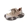 Zapatos de Papá Gruesos de Moda para Mujer, Nuevas Zapatillas Casuales con Cordones en Bloques de Color, Aumento de Altura de 5 cm, Zapatos de Senderismo para Exteriores a la Moda