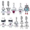 Prata esterlina s925 pulseira contas soltas meninos e meninas personalidade robô DIY pulseira acessórios fabricantes atacado