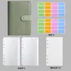 Cuaderno de cuero PU transfronterizo, color macarrón, carpeta A6 con bolsillo con cremallera, cuaderno de presupuestación y contabilidad de efectivo, al por mayor