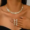 Conjunto de Colar e Brincos Multicamadas com Strass, Estilo Novo Doce e de Alto Padrão, Ecológico, Corrente de Clavícula Assimétrica da Moda