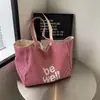 Bolsa de Lona com Design Exclusivo, Sensação de Luxo, Grande Capacidade, Bolsa de Ombro para o Dia a Dia de Estudantes, Estilo Coreano, Bolsa de Aula Listrada