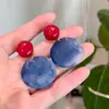 Pendientes Colgantes de Disco con Bloques de Color Azul y Rojo Estilo Retro de Hong Kong, Nicho, Sencillos, Exquisitos, Modernos, Versátiles, Joyería de Oreja Estilo Artístico