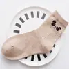 Calcetines de Algodón para Mujer Fengzi, Estilo Otoño e Invierno, Estilo Coreano de Media Pantorrilla con Dibujos Animados para Mujer, Rayados con Animales Estilo Universitario
