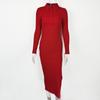 Vestido feminino estilo europeu e americano, outono e inverno 2023, novo, sexy, com fenda, slim, botão, manga comprida