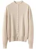 Cárdigan de cachemira con múltiples botones para mujer, nuevo estilo otoño e invierno, corte holgado, cuello semi-alto, camisa base corta abotonada, chaqueta suéter top