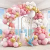 Cadena de Globos Arco Rosa Blanco Dorado Transfronteriza para Fiesta de Primer Cumpleaños de Bebé