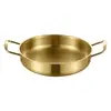 Panela de Sopa de Aço Inoxidável Comercial Duas Alças Fundo Plano Bacia para Panela Seca Ouro Estilo Coreano Espessada Panela Militar Uso Doméstico Panela para Macarrão Instantâneo