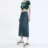 Saia Jeans Fashion Versátil 2025 para Mulheres Baixinhas com Fenda que Abraça o Quadril, Controle da Barriga e Efeito Emagrecedor, Confortável para o Outono