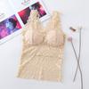 Ropa interior de encaje tipo chaleco para mujer, de longitud media, con escote en V, estilo de celebridad de internet, anti-exposición con copas en el pecho