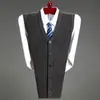 Colete de tricô de lã masculino para outono e inverno, suéter colete de tricô de cor sólida da moda para homens, sem mangas para o pai