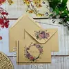 Sobres Florales Frescos Estilo Vintage de Papel Kraft Transfronterizos con un Toque de Lujo, Tarjetas de Felicitación Románticas Escritas a Mano, Tarjetas de Invitación