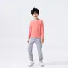 Traje deportivo de primavera y verano para niños, secado rápido, traje de fitness para entrenamiento, para niños y niñas, mallas de manga larga, traje de dos piezas para correr