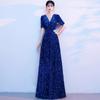 Traje de Coro con Lentejuelas Nuevo Estilo Canto Rojo Interpretación de Canción Traje de Director Interpretación de Anfitrión Vestido de Noche Falda Larga