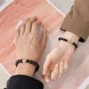 Venta al por mayor directa de fábrica Qiaoen Pulsera de cristal natural obsidiana dorada para parejas pulsera de hombre y mujer sentido de alta gama Joker
