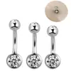 12mm Transfronteiriço Mais Vendido Aço Titânio Sexy Clássico Ponta Dupla Diamante Prego de Umbigo Cartão Bola Anel de Umbigo Anel de Umbigo Botão de Umbigo