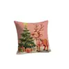 Funda de almohada navideña de estilo americano con muñeco de nieve, funda para cojín de sofá de lino estampado de invierno, cojín de dormitorio