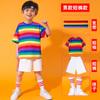 Disfraz de animadora para niños, disfraz de baile de jardín de infantes, traje de rayas de colores, pantalones, lindos juegos de clase