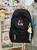 Mochila Azul Escuro Cor Contrastante Luz Suave Padrão Tecido Estilo Faculdade Americana Festa Estudantil Casual Diário Viagem Mochila Escolar