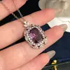 Deslumbrantemente lindo! Colar com pingente oval de zircônia, corrente de clavícula de luxo estilo francês, design único, colar feminino
