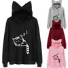 Aliexpress. Sudadera con capucha de forro polar impresa con gato, holgada, para otoño