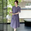 Nuevo Vestido Estilo Chino de Mamá 2026 Nuevo Modelo de Verano, Vestido de Longitud Media Falso de Dos Piezas, Ropa Elegante y Clásica para Mujeres de Mediana Edad