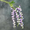 Flores de Glicinia Artificiales Colgantes de 3 Puntas para Decoración de Hotel y Hogar, Arreglos de Boda con Orquídeas, Adornos de Flores Artificiales Transfronterizos al por Mayor
