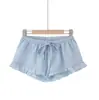 Shorts de Cuadros de Tiro Bajo para Mujer 2026 Verano Nuevos Estilo Casual Americano Cintura Elástica Cordón para Atar Pantalones Cortos Ajustados