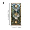 Película Electrostática Mate de Vidrio Coloreado, Translúcida y Opaca, Película para Ventana con Patrón Floral Geométrico Verde, Especialmente Diseñada para Baños