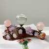 Madeira Ametista Madeira Envelhecida Design DIY Base para Bola de Cristal Adequada para Várias Bolas de Cristal com Diâmetro de 5cm