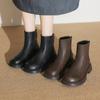 Botines Zhr con Forro de Polar y Tacón Bajo, Nuevos Botines Estilo Británico Otoño e Invierno 2025 para Personas Bajas con Piernas Gruesas y Botines Delgados