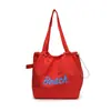 Nova Bolsa de Nylon com Letras Estilo Coreano, Casual, Fashion, Bolsa de Ombro Versátil, Estilosa, Leve, Cordão, Bolsa Tote de Grande Capacidade