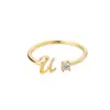 Anel de letra AliExpress 26 letras AZ banhado a ouro 18K anel neutro anel de dedo criativo joias por atacado
