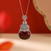 Jóias Yuebao Prata Esterlina S925 Âmbar Sangue Estilo Vintage Tendência Nacional Ruyi Vazado Lótus Pingente de Cabacinha Saquinho Ornamento Pendente