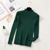 Outono e Inverno Novo Estilo Coreano Cor Sólida Suéter Básico Tricô para Mulheres Suéter de Gola Alta Emagrecedor para Mulheres