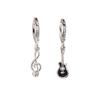 Brinco de Orelha Assimétrico Nota Musical de Guitarra Diamante Flash Personalidade Simples Pequeno Brinco de Orelha Estilo Igual de Celebridade da Internet Brincos de Violino Preto