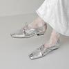 Mary Jane Francesa Retro Plisada de Piel de Vacuno Otoño 2024 Tacón Bajo Grueso Lazo Cuadrado Cuero Genuino Zapatos con Cordones para Mujer