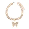 Collar Nuevo Transfronterizo Hip-hop Moderno Estilo Ins Mariposa de Diamante Cadena Cubana Lara Oro Clavícula Unisex